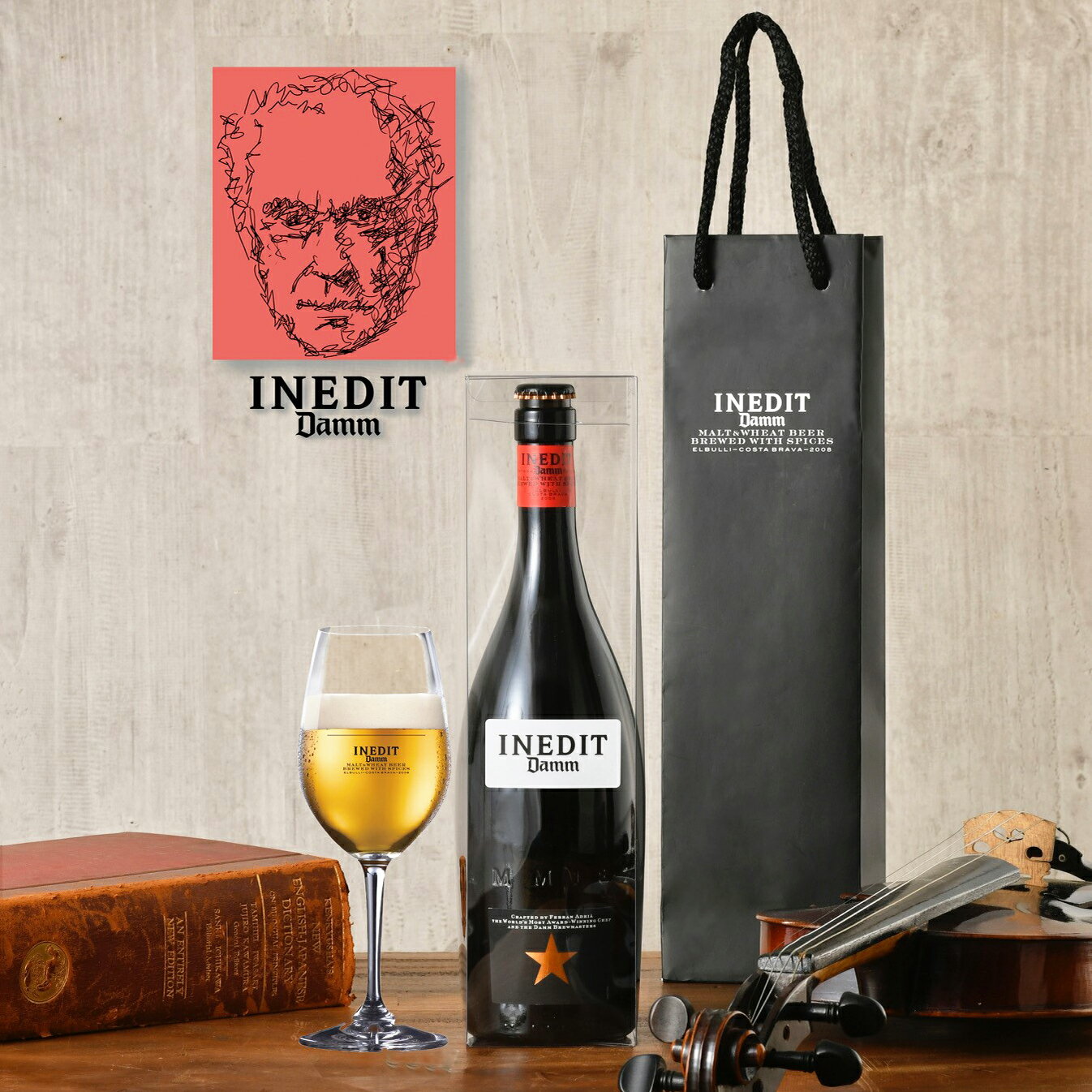 【高級 ビール ギフト INEDIT イネディット 750ml】 （クリアGIFT BOX・手提げ袋）おしゃれ スペイン 世界のビール <strong>海外ビール</strong> 白ビール 贈り物 記念日 お祝い プレゼント DAMM社 ビールギフト