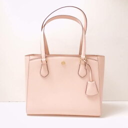 美品 TORY BURCH <strong>トリーバーチ</strong> ROBINSON SMALL TOTE ロビンソン スモール<strong>トートバッグ</strong> ピンク レザー 54146 652 Shell Pink ゴールド金具 ハンド レディース AU1427C 【<strong>中古</strong>】