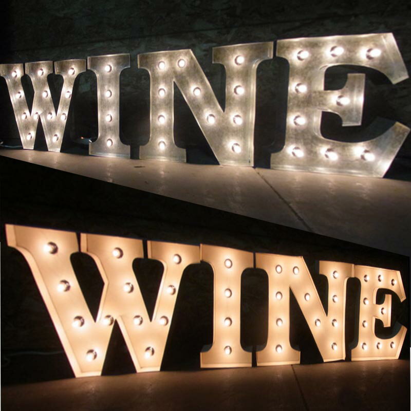AMERICAN SIGN WITH LIGHT 「WINE」ネオンサイン 電飾看板 照明 ブリキ製 wine ライト アメリカン 雑貨 ライブハウス 飲食店 看板 かっこいい おしゃれ インテリア (メーカー直送、代金引き不可)