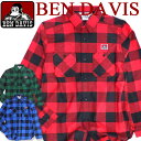 BEN DAVIS 長袖シャツ ベンデイビス バッファローチェック ベンデービス カジュアルなスタイルで定番のチェック柄アイテム 胸ポケット上のゴリラタグがポイント シンプルなシャツ 着回しの効く トップスアイテム 3色展開。BEN-793