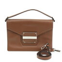 【ミリー】MILLY レザー スクエア 2WAY ショルダーバッグ ブラウン 【中古】【鑑定済・正規品保証】26662