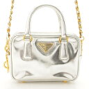 【プラダ】Prada 2WAY チェーンショルダーポーチ ミニバッグ BL0705 シルバー 【中古】【鑑定済・正規品保証】85923