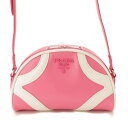 【プラダ】Prada ソフトカーフレザー ショルダーバッグ 1BH140 ピンク 未使用【中古】【鑑定済・正規品保証】137498