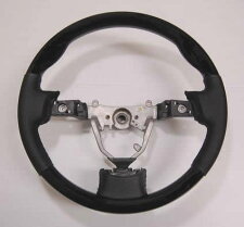 ムーヴ/ムーヴカスタム(L175S/L185S)ステアリングホイールブラックレザー純正ステアリングと交換タイプユーカリ茶木目・ピアノブラック
