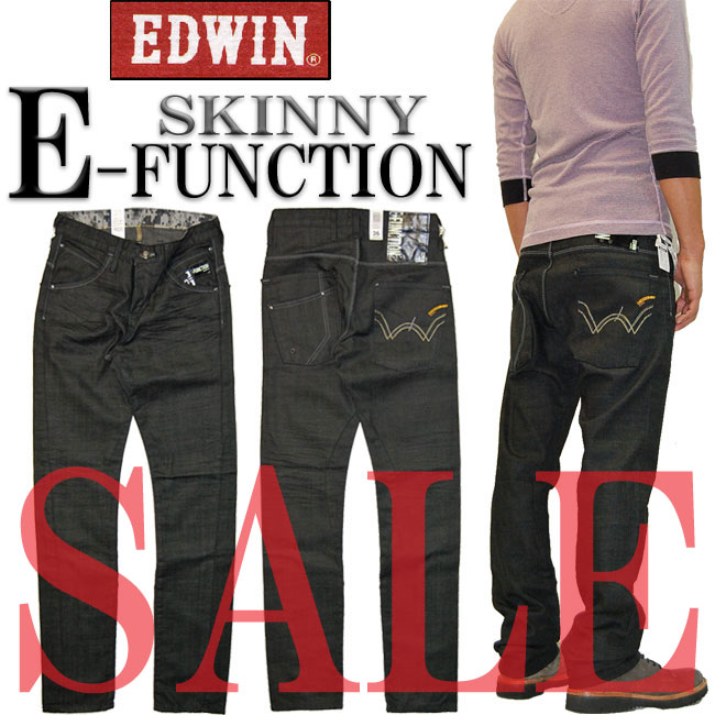 【41％OFF・SALE (セール) 】EDWIN(エドウィン) E-FUNCTION スタイリッシュなブラック&スリム タイトストレート ブラックワンウォッシュEFZ01-101