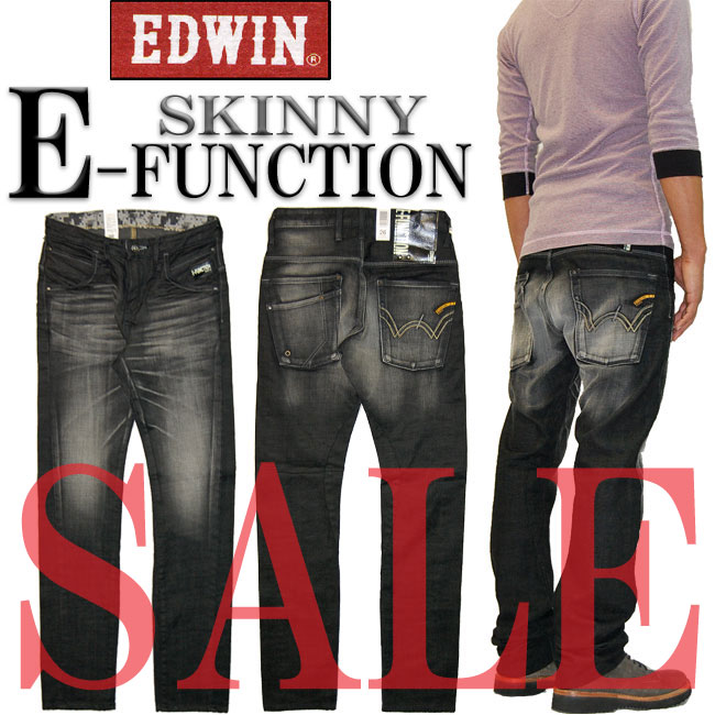 【41％OFF・SALE(セール)】EDWIN(エドウィン) E-FUNCTION スタイリッシュなブラック&スリム タイトストレート ブラックユーズド EFZ01-176