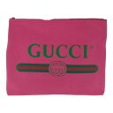 美品・グッチ ミディアムサイズポートフォリオ・クラッチバッグバッグ ロゴプリント/500981/ピンク/GUCCI【♀】【S】【レディース】【b200106】【RF5】■324466【中古】