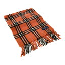 バーバリー カシミヤ チェックマフラーネックウェア/オレンジ/ブラック/ホワイト/BURBERRY【秋冬】【♀】【A】【レディース】/b200725【RF4】■352604【中古】