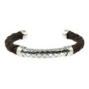 ボッテガヴェネタ イントレチャート レザー カフバングル/Sv925-22.7g/BOTTEGA VENETA【B】【メンズ】/h210123【RF2】■376267【中古】