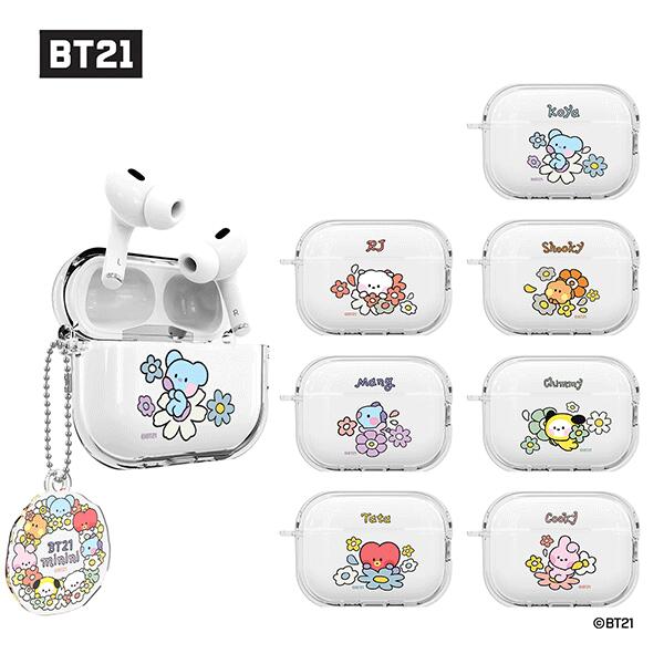 S2 BT21 ミニニ ハッピー フラワー エアーポッズ プロ 第1世代 第2世代 第3世代 透明 ハード ケース カバー BT21 <strong>minini</strong> HAPPY FLOWER AirPods Pro 1 2 3 CLEAR Hard Case Cover