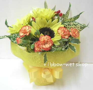 【送料無料】【誕生日】ひまわりと季節のお花のスタンディングブーケ（生花）FL-FD-205