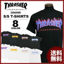 送料無料 スラッシャー THRASHER Tシャツ 半袖 ブラック 黒 ホワイト 白 メンズ FLAME 3C T-SHIRTS