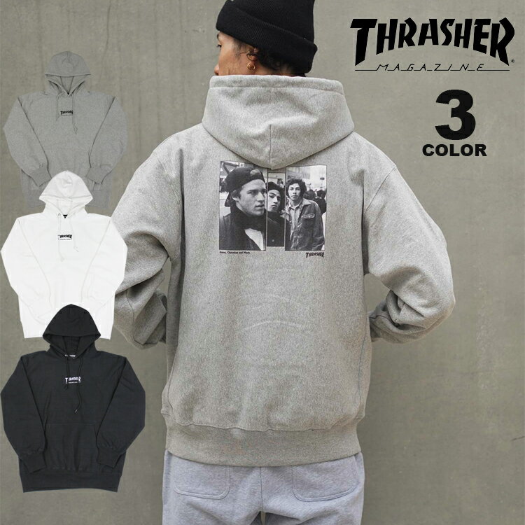 【SALE】【公式】【直営店限定】 スラッシャー パーカ THRASHER LEGENDS HEAVY WEIGHT HOODIE SWEAT PARKA スウェット プルオーバー パーカー ヘビーウェイト 刺繍 フォトプリント メンズ レディース ユニセックス 裏起毛 スエット 全3色 M-XL アウトレット