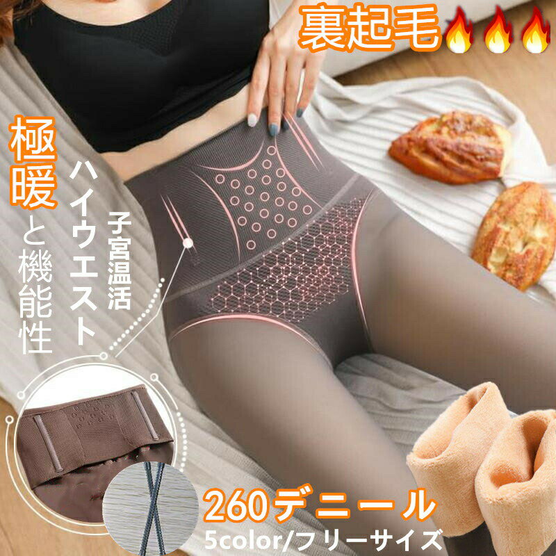 裏起毛タイツ ハイウエスト 260デニール <strong>暖かいタイツ</strong> 裏起毛 パンツ タイツ 透けて見える ストッキング風 フェイクタイツ 厚手タイツ レディースタイツ 腹巻 防寒 美脚 着圧タイツ 防寒タイツ あったかタイツ 透け感 厚手 スパッツ 暖かい ストッキングに見えるタイツ