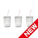 ■レビューでお得!!■Ball【ボール】 MASON JAR メイソンジャー 8oz ストロー ドリンク ボトル 本体 3本セット