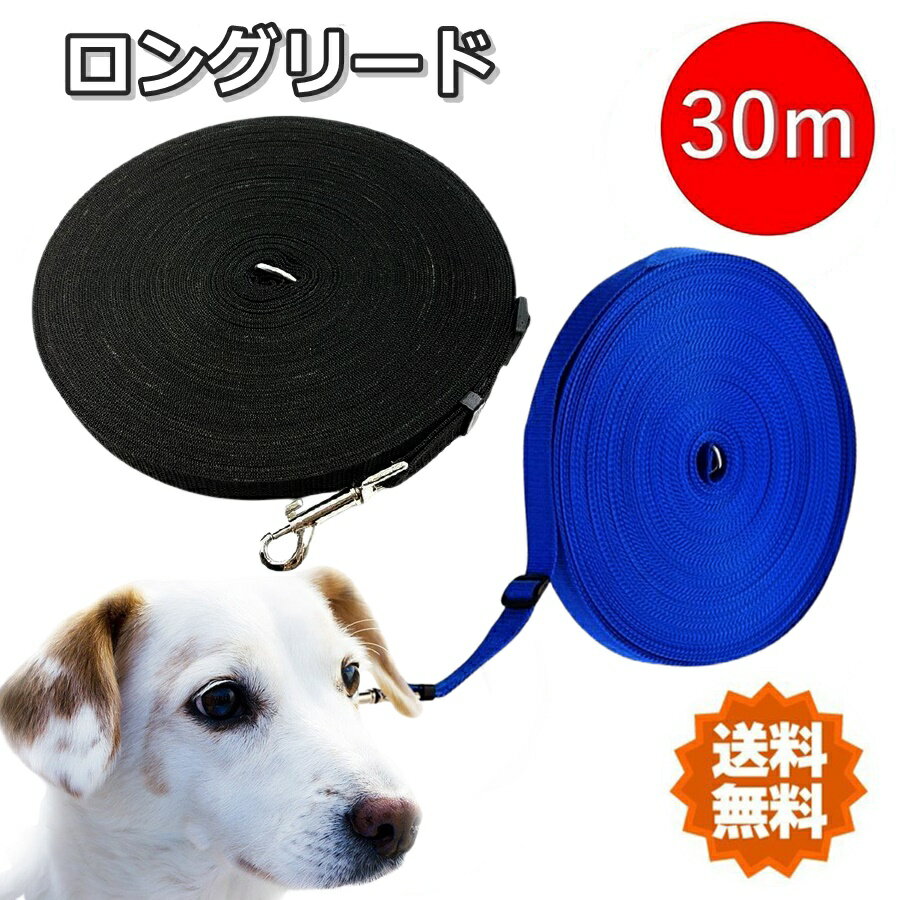 犬 リード <strong>ロングリード</strong> 30m 犬用 小型犬 中型犬 大型犬 <strong>軽量</strong> 軽い ナイロン ナスカン 巻き取り 絡まない しつけ 訓練 運動 散歩 川遊び 海 公園 ドッグラン おすすめ 人気 黒 青