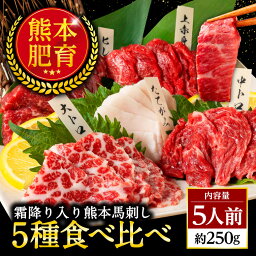 <strong>馬刺</strong>し 国産 熊本 肉 ギフト 馬肉 詰め合わせ <strong>馬刺</strong> 霜降り 大トロ 上 赤身 5種 食べ比べ セット 5人前 250g 中トロ たてがみ 馬ヒレ 老舗 利他フーズ お酒に合う 酒のつまみ おつまみ プレゼント お肉 食べ物 母の日 父の日 ギフト