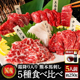 【早割】 <strong>馬刺し</strong> 国産 熊本 肉 ギフト 馬肉 馬刺 赤身 醤油付 5種 食べ比べ セット 5人前 250g 赤身 大トロ <strong>霜降り</strong> 中トロ たてがみ 馬ヒレ 送料無料 食べ物 おつまみ 酒のつまみ プレゼント 贈り物 老舗 利他フーズ 母の日 父の日 ギフト