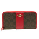 コーチ COACH ラウンドファスナー長財布 ブラウン×トゥ...