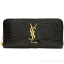 サンローランパリ 財布 SAINT LAURENT PARIS ラウンドファスナー長財布 レディース ブラック クロコダイル調型押しレザー 370776dnd1j1000【ブランド】【ラスト1点特価】【あす楽対応】【送料無料】