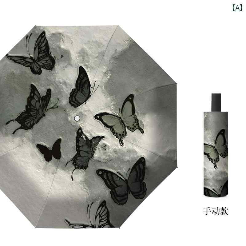 折り畳み式　傘 ドイツ製の 黒の プラスチック製 パラソル 全自動 折りたたみ 式 夏用 屋外用 日焼け防止 紫外線 カット 晴 雨 兼用 女性用 日傘