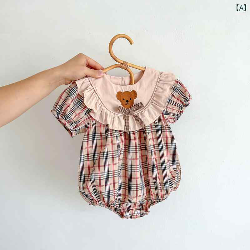 ベビー 靴下 カジュアル ベビー 服 夏服 薄手の 新生児 ワンジー 女の 赤ちゃんの かわいい チェック 柄 バッグ 夏の お出かけ用の ロンパース
