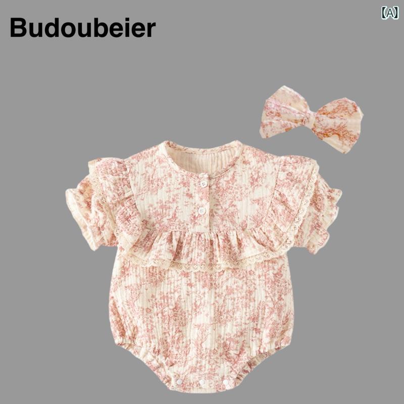 ベビー 靴下 カジュアル 英国 赤ちゃんの 夏の 満月 ロンパース 女の子 赤ちゃん 1歳の ドレス プリンセス ラップ 新生児 百日 服 薄手