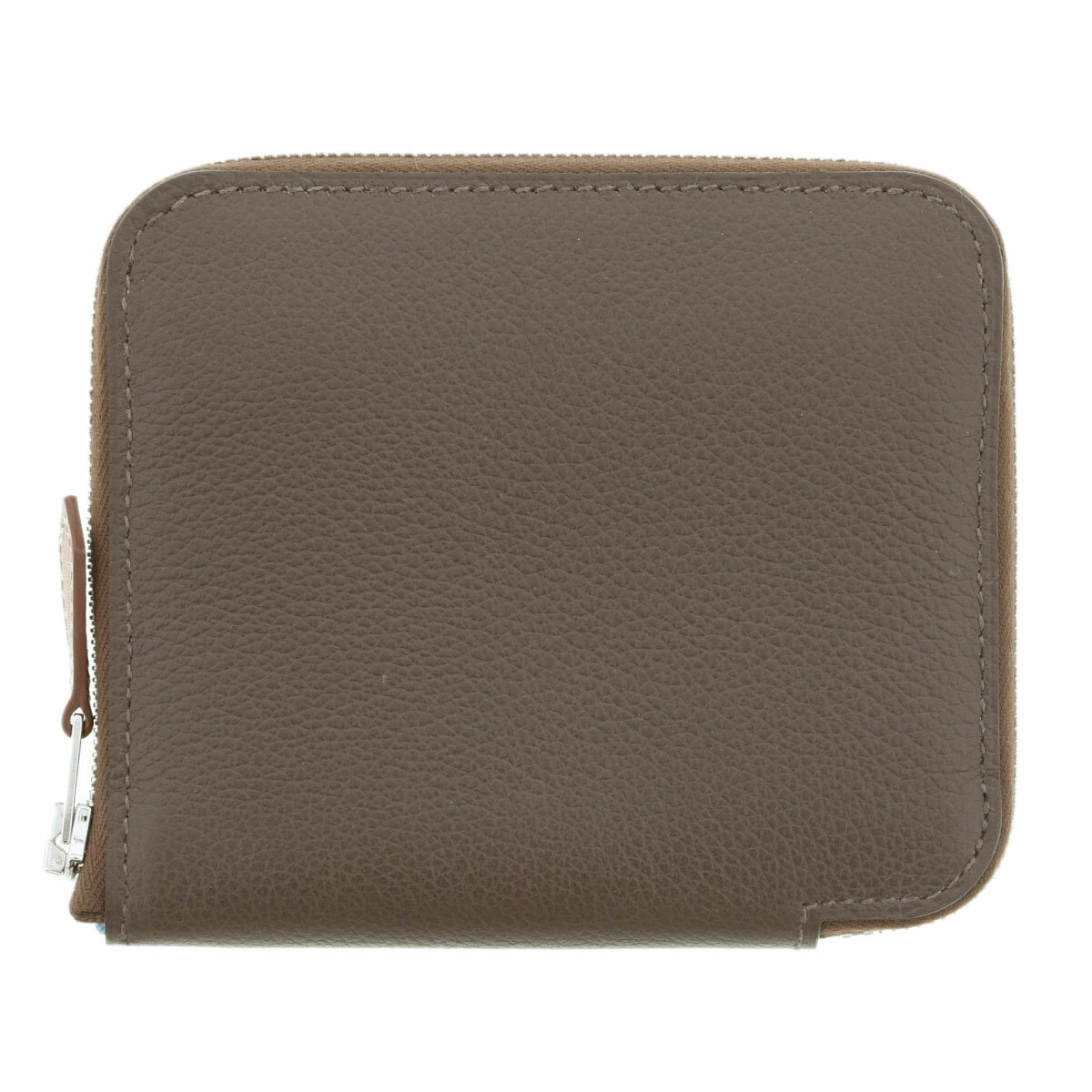 HERMES エルメス アザップ シルクイン コンパクト コインケース 063214CK レザー シルク ブラウン グリーン W(2024)刻印 レディース【中古】