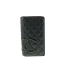 【中古】 CHANEL (シャネル) カンボン 二つ折り長財布 財布 長財布(小銭入有) Combon Black A26717 used:B