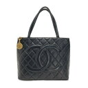☆☆【中古】CHANEL シャネル 復刻トート ココマーク ラムスキン ブラック ゴールド金具 ギャランティカード有 Bランク