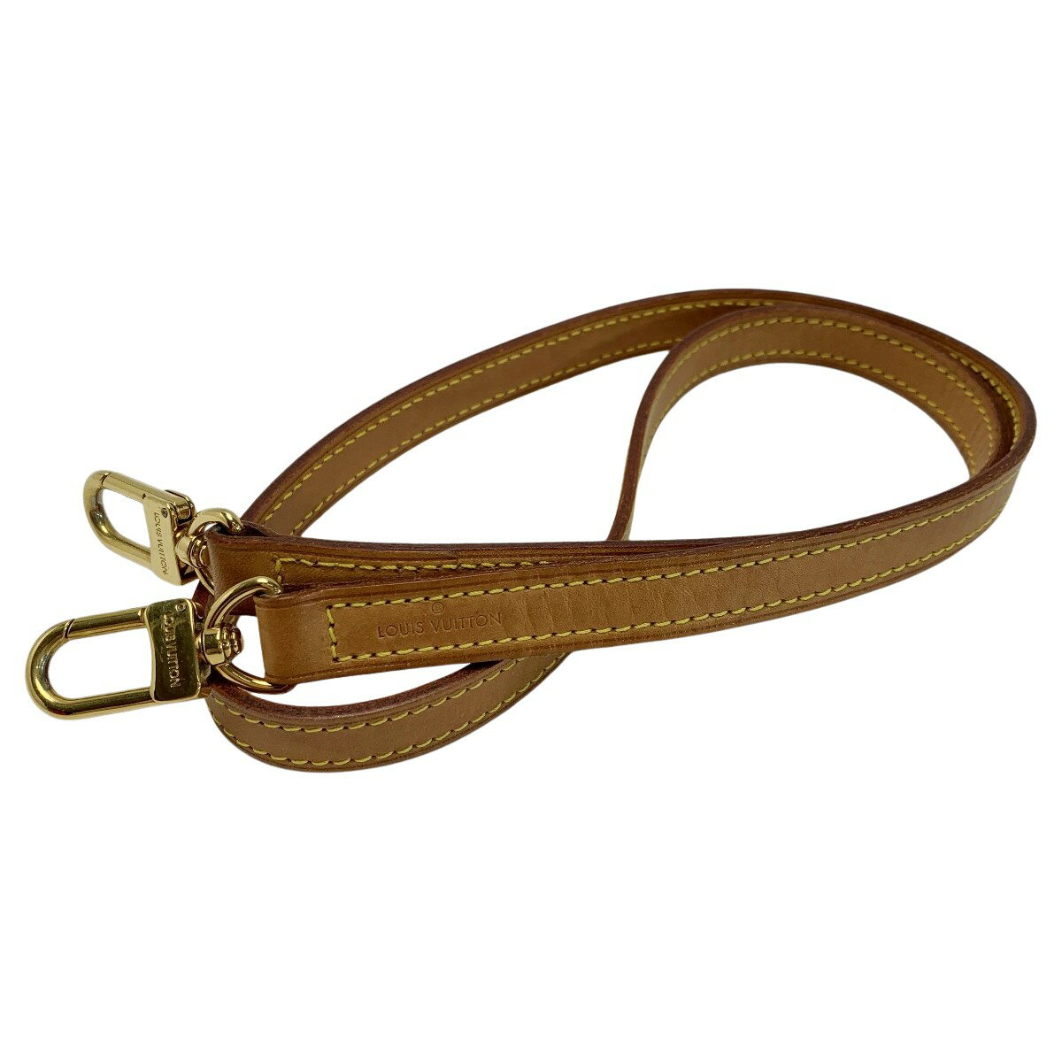 ☆☆【中古】LOUIS VUITTON ルイヴィトン ヌメ革 レザー ベージュ ゴールド金具 100cm ショルダーストラップ バッグ用アクセサリー ゴールド金具 Bランク