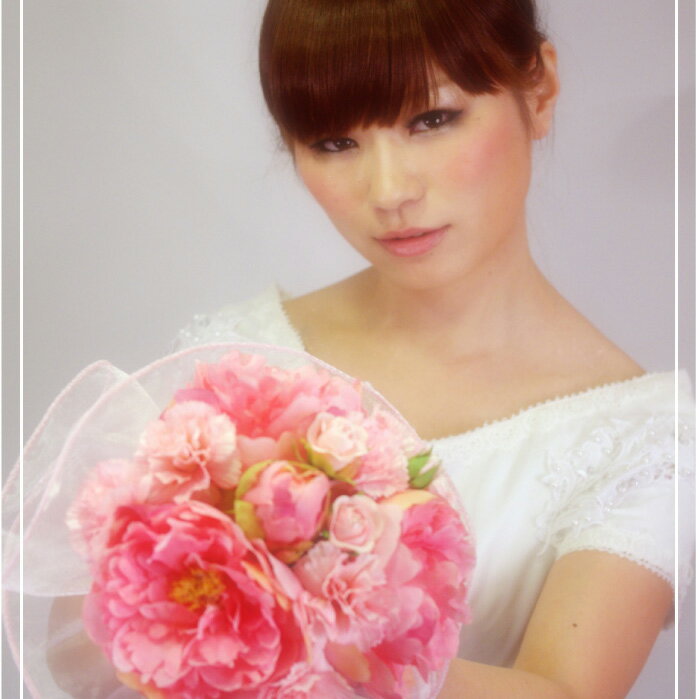 ■サンクスブーケ2  ブートニア ヘッドドレス 結婚式 ウェディングシルクフラワー アートフラワー 造花 写真撮り・お色直し ブライダル ブーケトス
