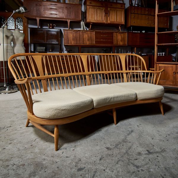 六家 IZ31537I☆超レア ercol ダブルボウ ベルジェール 3人掛けソファ