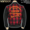 VANSONバンソン◆VS レザー切り替えメルトンスタジアムジャケットRED CHECK×BLACK◆NVJK-304
