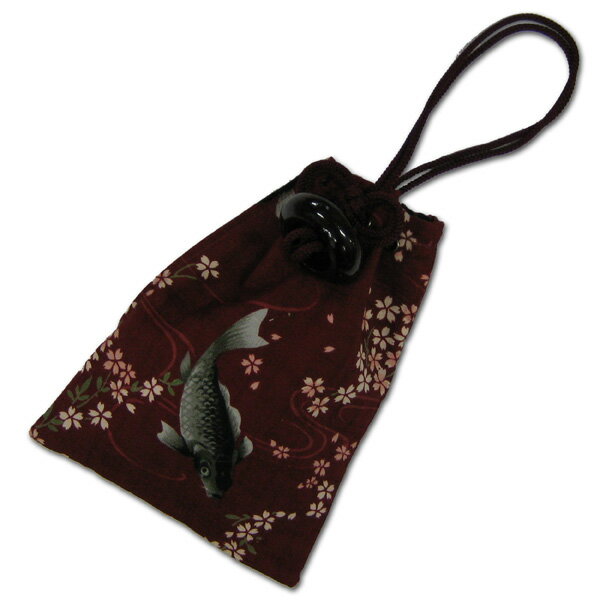 お祭用品 巾着腰下げ 鯉 [147エンジ]股引の紐や、法被の帯につけて使用する巾着です。
