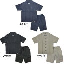 禅風 オープンカラー綿麻しじら甚平シャツ上下セット 5010232