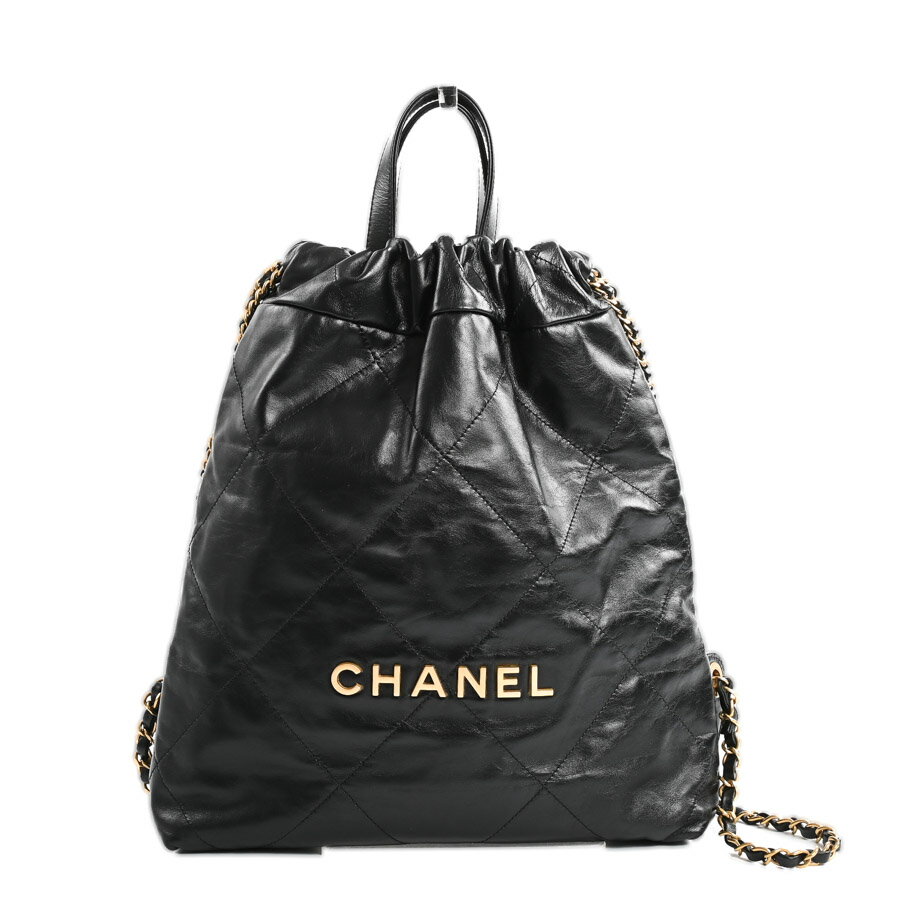 【中古】A品 シャネル CHANEL22バックパック バックパック　リュックサック AS3859 ブラック レディース