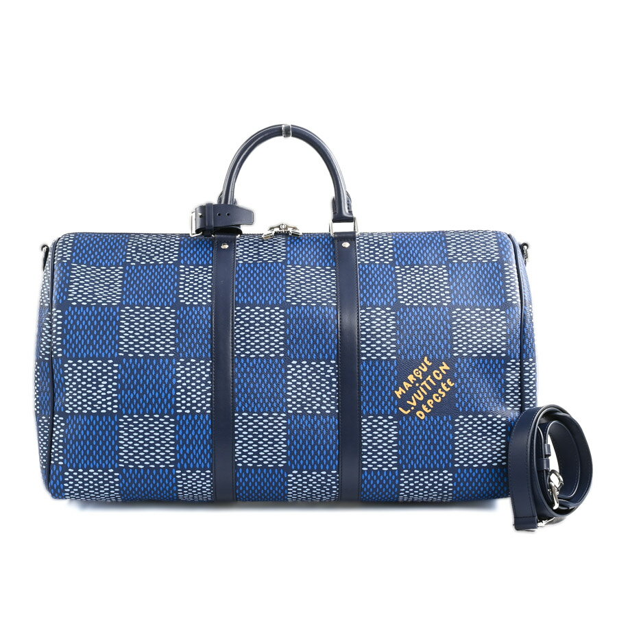 【中古】SA品 ルイヴィトン キーポルバンドリエール50 ボストンバッグ N40861 ブルー メンズ