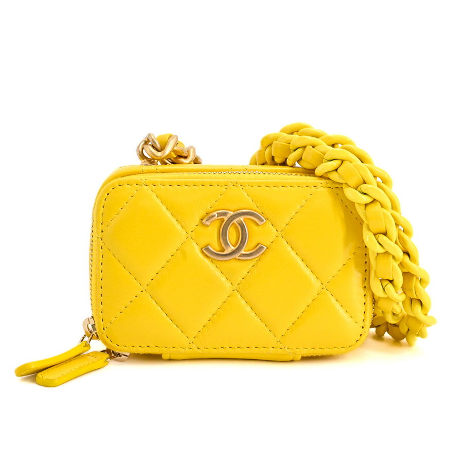 【中古】A品 シャネル チェーンコインケース コインケース イエロー レディース