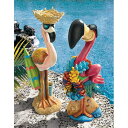2羽の フラミンゴ ガーデン彫刻 彫像：ルアウ・ラリーと、フラミンゴ・フランク 芝生装飾 ガーデニング 庭園 作庭 パティオ 園芸(輸入品）
