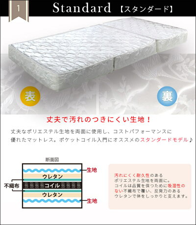 三つ折りマットレスポケットコイル〜選べる3タイプ〜●Sシングル●SDセミダブル●Dダブルサイズ商品名:どこでもマット三つ折りマットレス