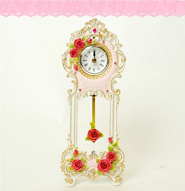 ロココローズ振子時計[go1272]薔薇雑貨姫系雑貨のRoseRich