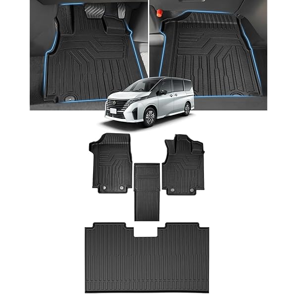 ニッサン 新型 セレナ C28型 に適応 フロアマット セカンドマット カーマット 8人乗り ガソリン車用 3Dフロアマット SERENA C28 2022年12月-現行 立体構造 防水 滑り防止 耐汚れ TPE素材 カスタムパーツ 車種専用設計 取