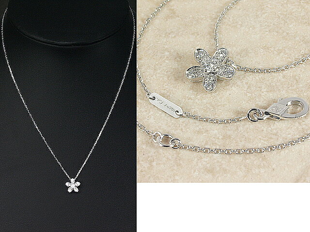 ヴァンクリーフ&アーペルVanCleefArpelsソクラテスフラワーモチーフダイヤK18WGペンダントネックレス新品同様【中古