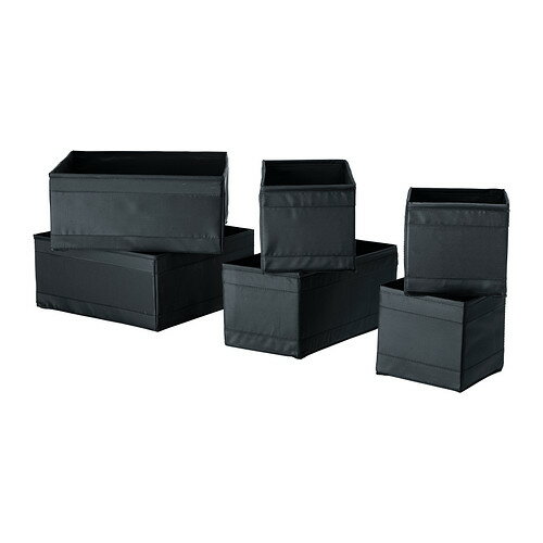 IKEA 【SKUBB】引き出し用収納ボックス6個セット【ブラック】折りたたみ式 イケア