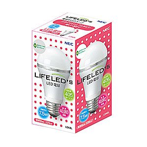 NEC LIFELED'S(ライフレッズ) LED電球 E26 7.5W 電球色 405lm LDA8L