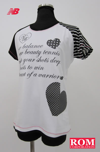 【ROM ニューバランス レディース グラフィックTシャツ 2012春夏モデル】 片袖ボーダー使いで、グラフィックTシャツが変わりました。 NBT-21665W new blance