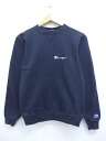 【中古】古着 レディース 長袖 ブランドスウェット 90年代 チャンピオン Champion ロゴ クルーネック 丸首 USA製 アメリカ製 黒 ブラック 中古 スエット トレーナー トップス | 春夏 春物 春服 秋冬 秋物 秋服 カジュアル レディースファッション おしゃれ かわいい