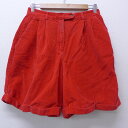 【中古】古着 レディース ショート コーデュロイパンツ ショーツ コットン 赤 レッド 中古 ボトムス | 春夏 春物 春服 夏物 夏服 半ズボン カジュアル レディースファッション おしゃれ かわいい