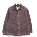 【中古】古着 レディース 長袖ジャケット カーハート Carhartt 襟コーデュロイ ダック地 コットン こげ茶 ブラウン 中古 アウター ジャンパー ブルゾン | 秋冬 秋物 秋服 冬物 冬服 カジュアル レディースファッション おしゃれ かわいい
